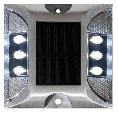 Wegdekreflector met LED-verlichting op zonne-energie