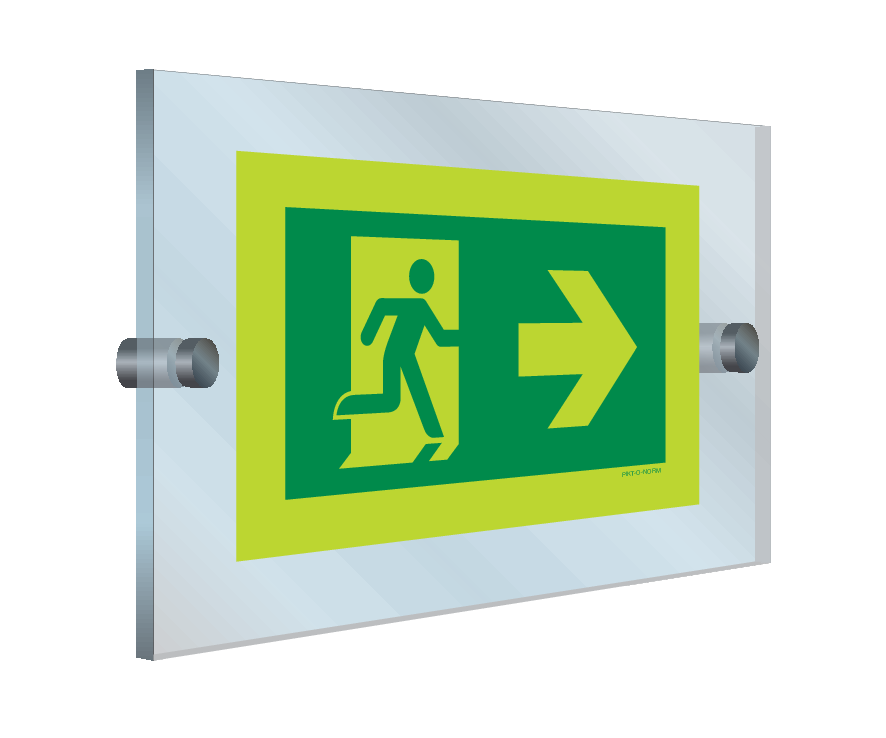 Pictogramme de sortie de secours vers la droite (plexiglas)