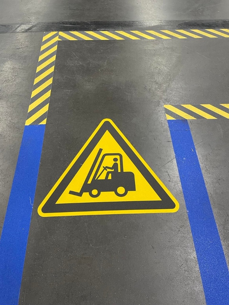 Anti-slip sjabloon "Opgelet voor vorkliften"
