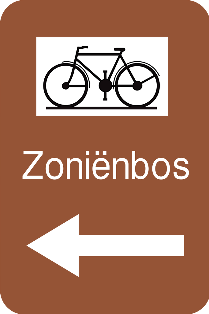 Verkeersbord F34c2. Wegwijzer naar toeristische attracties of sportcentra