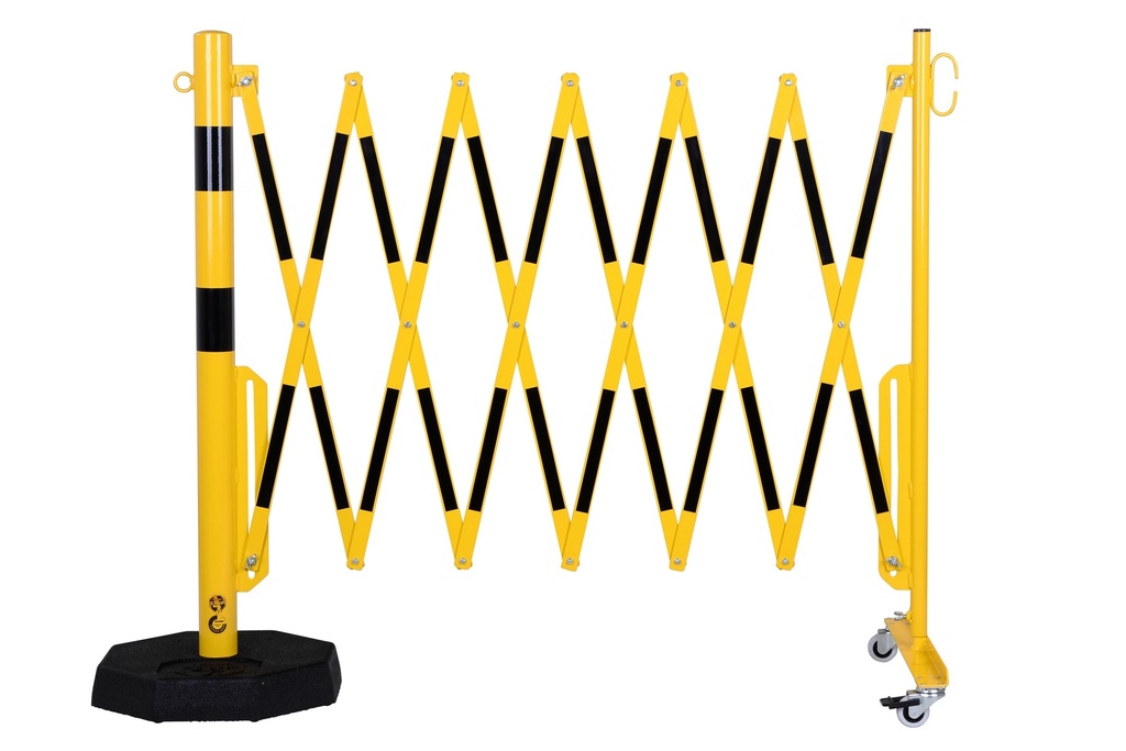 Barrière extensible avec roues et socle mobile