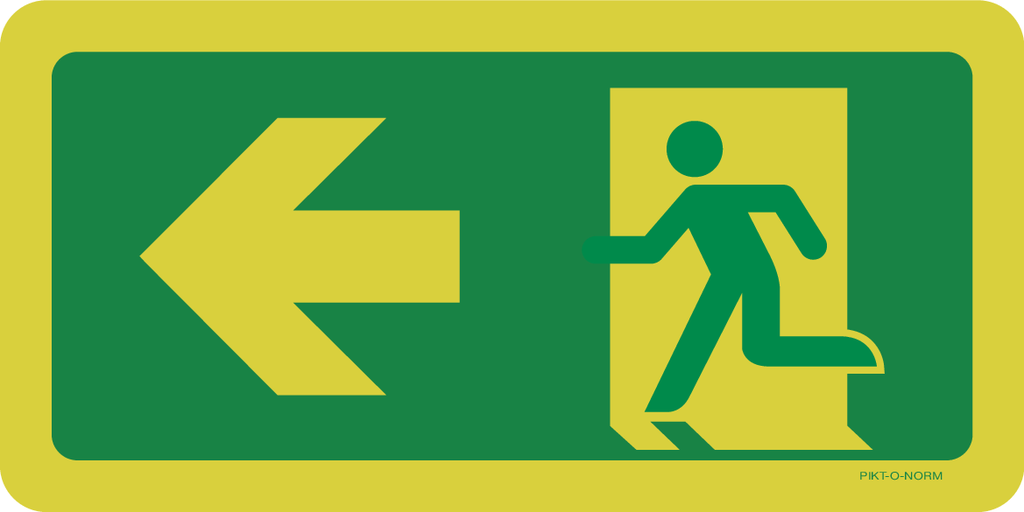 Pictogram nooduitgang naar links (fotoluminescerend)