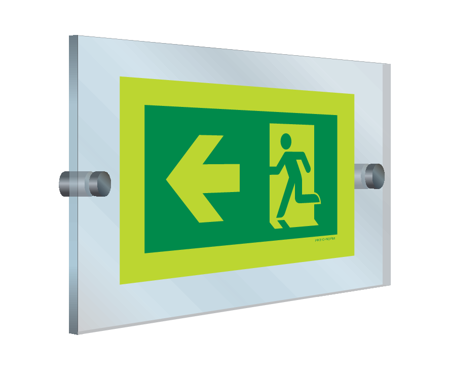 Pictogram nooduitgang naar links (plexi)