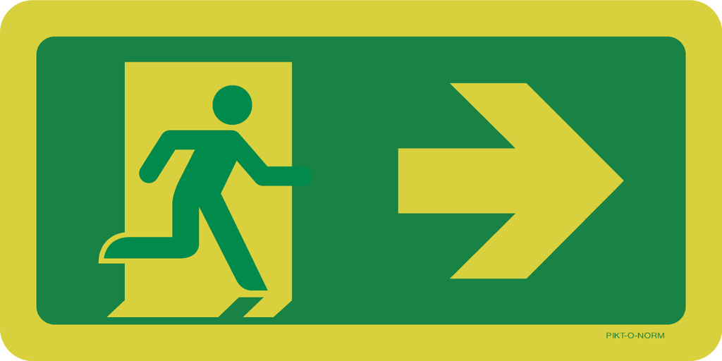 Pictogram nooduitgang naar rechts (fotoluminescerend)
