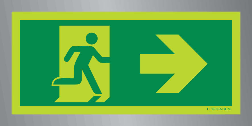 Pictogramme de sortie de secours vers la droite (aluminium)