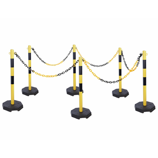 Stalen paaltjes met kettingen (Set van 6)