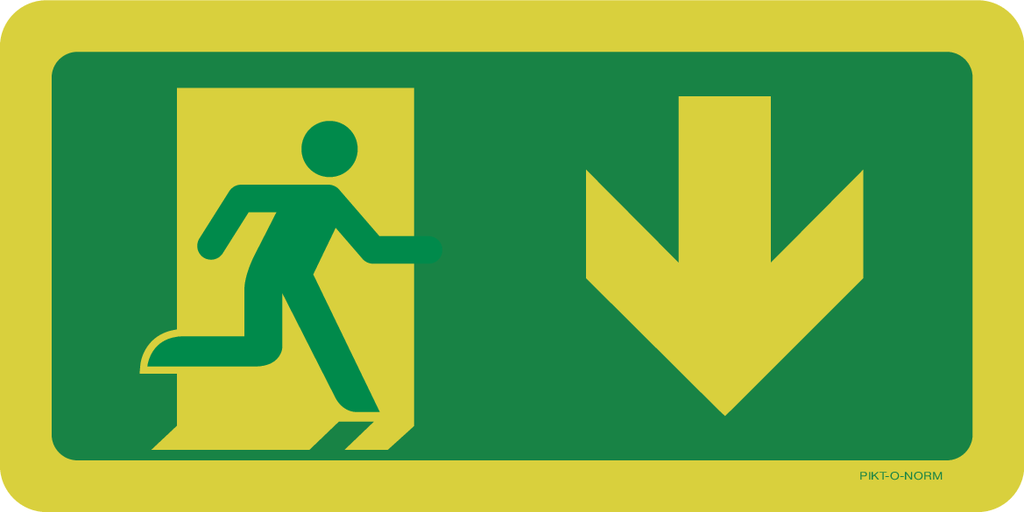Pictogram nooduitgang naar beneden (fotoluminescerend)