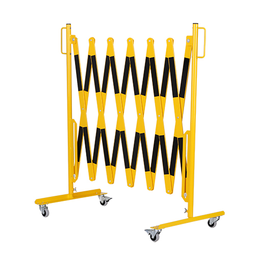 Barrière extensible avec roulettes pivotantes