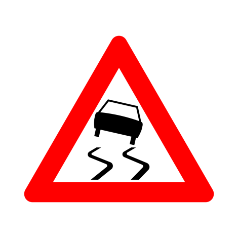 Verkeersbord A15. Glibberige rijbaan