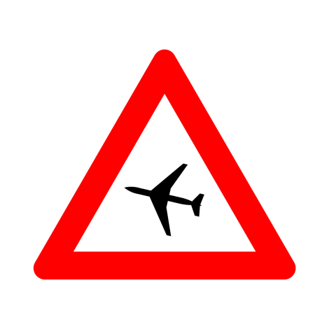 Panneau de signalisation routière A35. Passage d'avions à basse altitude