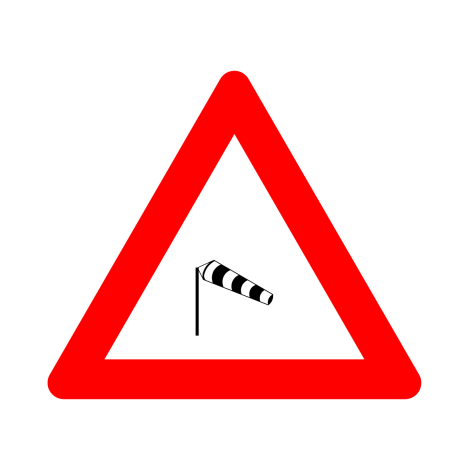 Verkeersbord A37. Zijwind