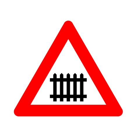 Verkeersbord A41. Overweg met slagbomen