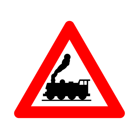 Verkeersbord A43. Overweg zonder slagbomen