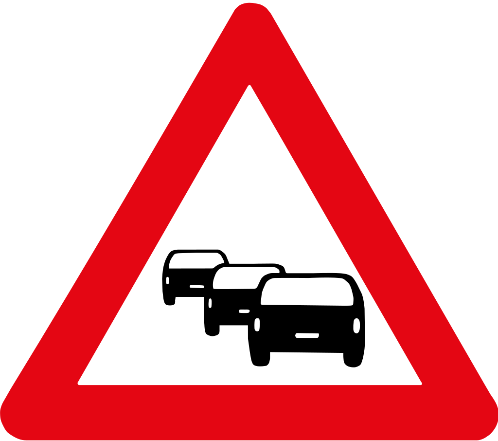 Panneau de signalisation routière A50. Embouteillage