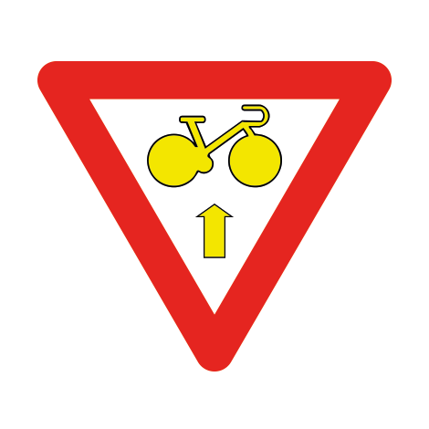 Verkeersbord B23. Fietsers mogen rechtdoor rijden bij rood