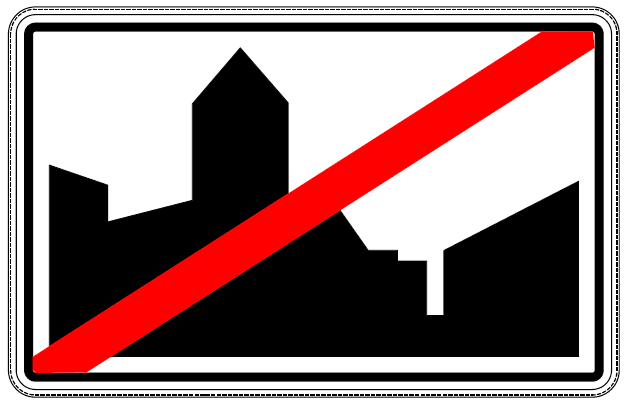 Panneau de signalisation F3b. Fin de zone urbaine