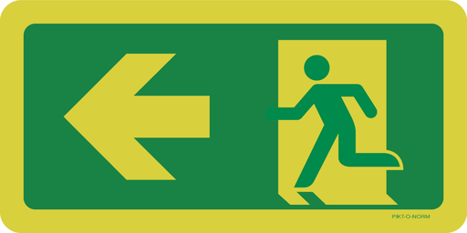 Pictogram nooduitgang naar links (fotoluminescerend)