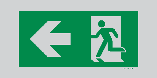 Pictogram nooduitgang naar links (aluminium)