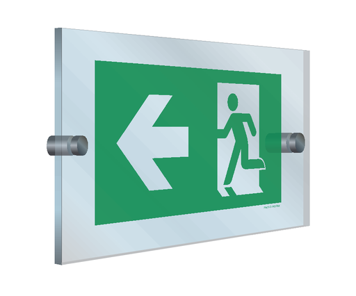 Pictogram nooduitgang naar links (plexi)