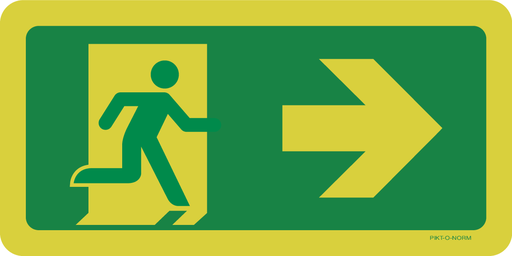 Pictogramme de sortie de secours vers la droite (photoluminescent)
