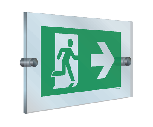 Pictogram nooduitgang naar rechts (plexi)