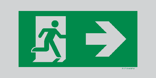 Pictogramme de sortie de secours vers la droite (aluminium)