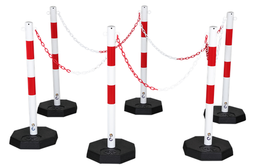 Stalen paaltjes met kettingen (set van 6)