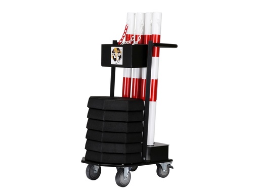 Poteaux avec des chaînes (lot de 6) + chariot