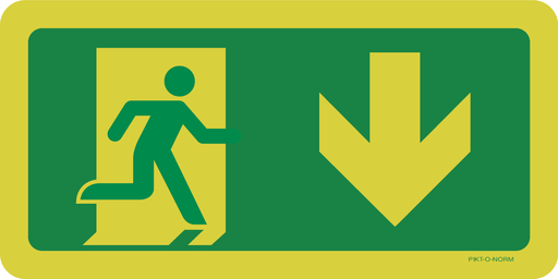 Pictogram nooduitgang naar beneden (fotoluminescerend)
