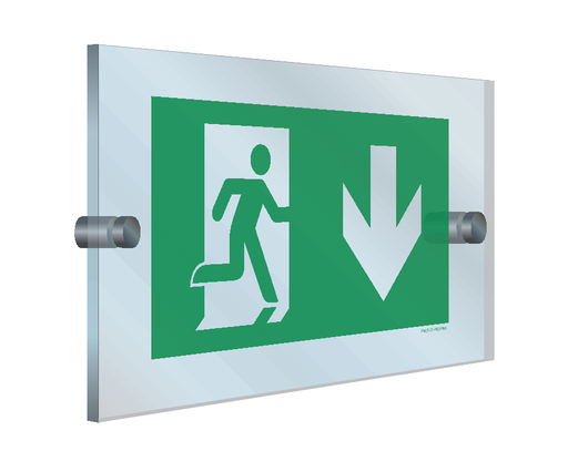 Pictogram nooduitgang naar beneden (plexi)