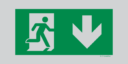 Pictogram nooduitgang naar beneden (aluminium)