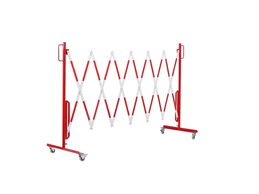 Barrière extensible avec roulettes pivotantes