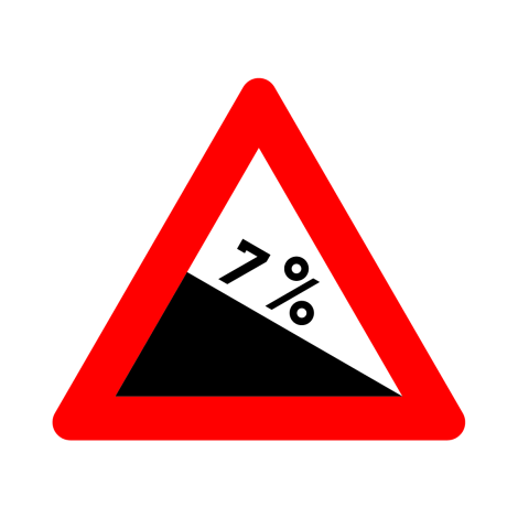 Verkeersbord A3. Gevaarlijke daling