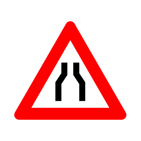 Verkeersbord A7a. Rijbaanversmalling