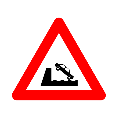 Verkeersbord A11. Uitweg op een kaai of een oever