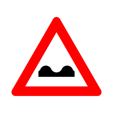 Verkeersbord A13. Uitholling overdwars of ezelsrug