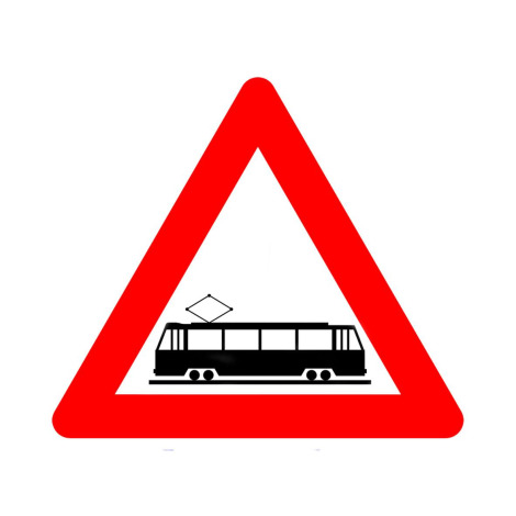 Verkeersbord A49. Kruising door sporen