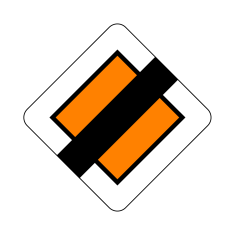 Verkeersbord B11. Einde van voorrangsweg