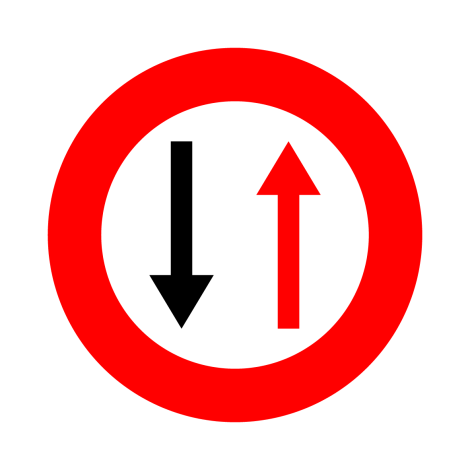 Verkeersbord B19. Smalle doorgang - voorrang verlenen