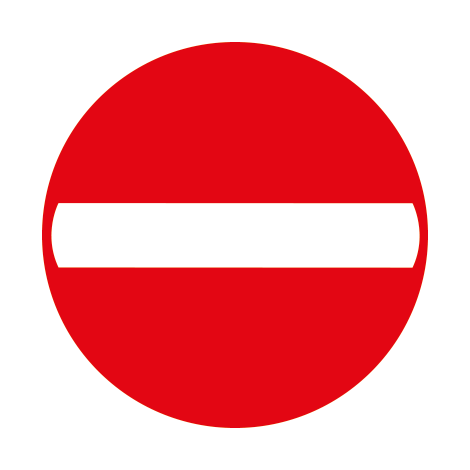 Verkeersbord C1. Verboden richting voor iedere bestuurder
