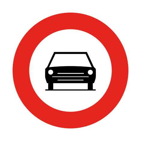 Verkeersbord C5. Verboden toegang voor bestuurders van motorvoertuigen