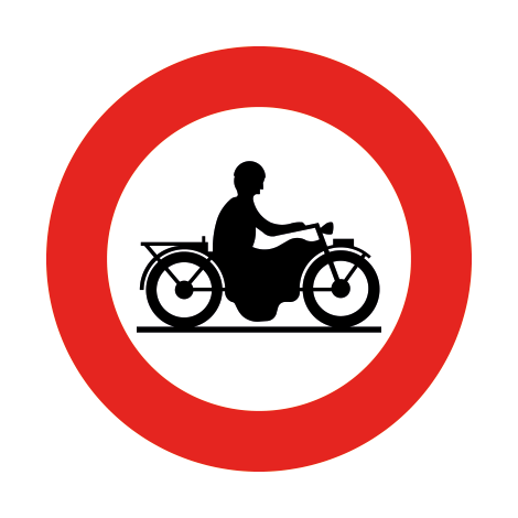 Verkeersbord C7. Verboden toegang voor bestuurders van motorfietsen