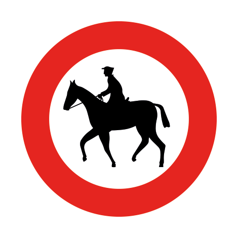 Verkeersbord C15. Verboden toegang voor ruiters