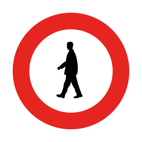 Verkeersbord C19. Verboden toegang voor voetgangers