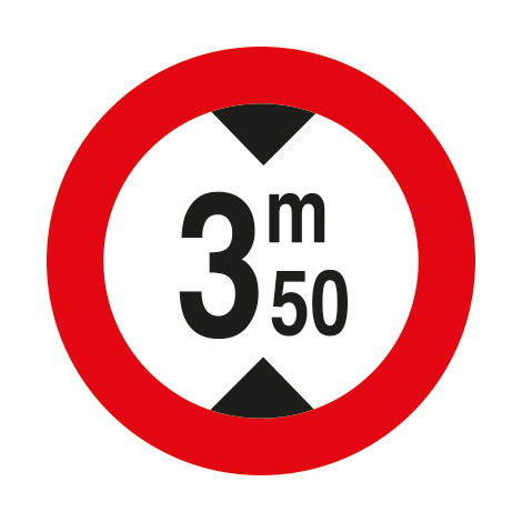 Verkeersbord C29. Verboden toegang voor voertuigen die hoger zijn dan aangeduid