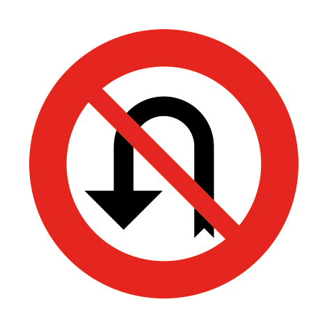 Verkeersbord C33. Verbod te keren