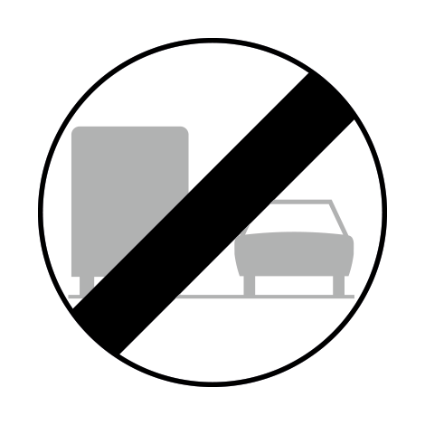 Verkeersbord C41. Einde verbod links in te halen voor vrachtwagens >3500 kg