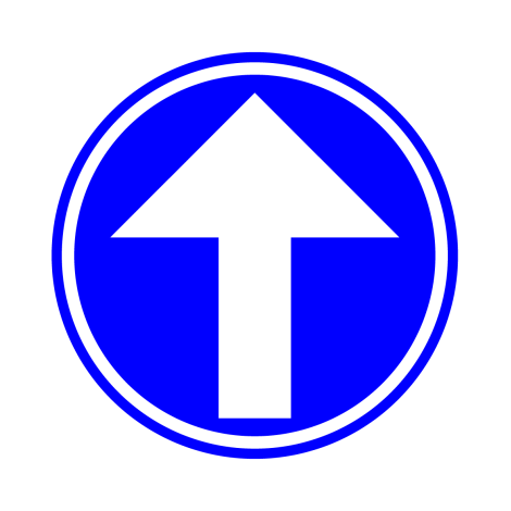 Verkeersbord D1a. Verplicht rechtdoor