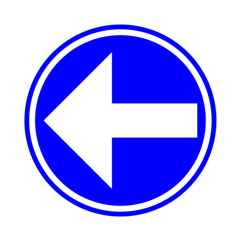Verkeersbord D1b. Verplicht links of rechts