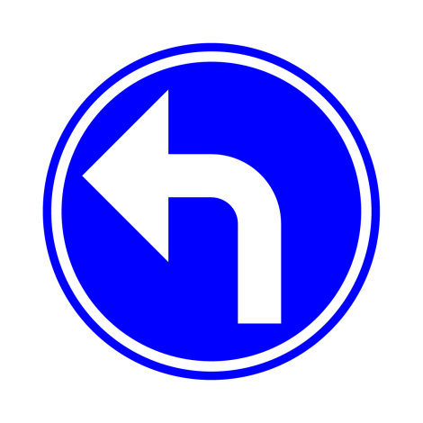 Verkeersbord D1e. Verplicht links afslaan